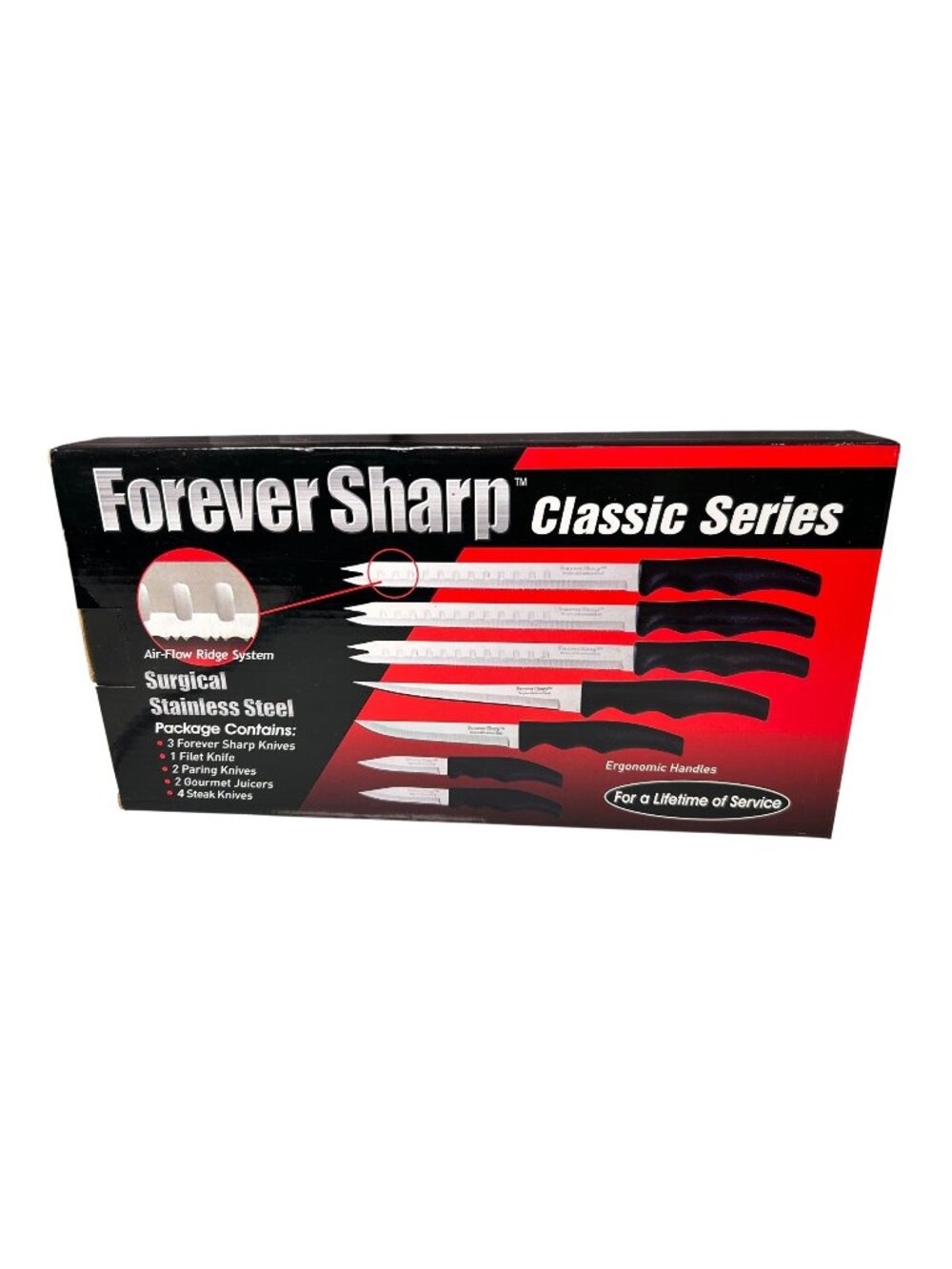 NEW Forever Sharp 12 Piece Knife Set Surgical Stainless Steel Ergonomic Handles